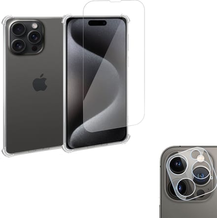 Geschikt voor iPhone 15 Plus Shockproof Hoesje + Screenprotector + Camera Beschermglas – Proteqt+