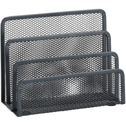 Zeller Brievenhouder postbakjes - antraciet grijs - 3-vaks - 17 x 13,5 cm - draadmetaal/mesh - organizer