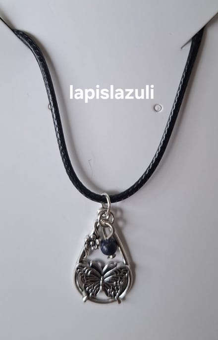 "Lapis Lazuli" Waterdruppel / Vlinder Ketting