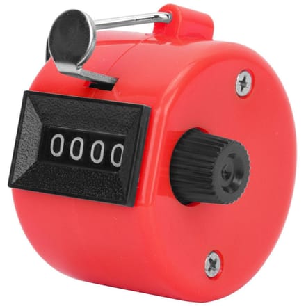 BERM Hand Tally Counter 4 Cijfers Kunststof Knop Reset Handheld Teltool met Haak rood