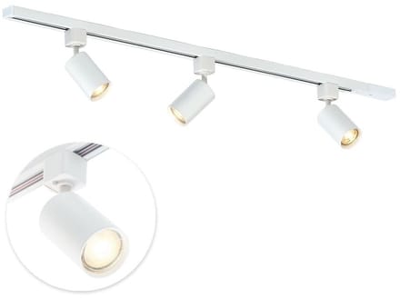 Qub Focus Railverlichting - Wit - 100 cm - I-Vorm - 3x GU10 Spots - Dimbaar - Complete Set