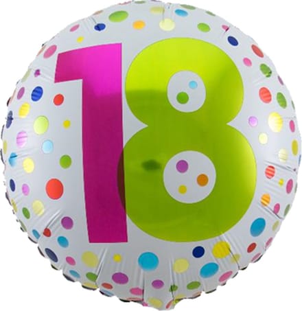 18 Jaar Happy Bday Dots Folieballon - 45cm