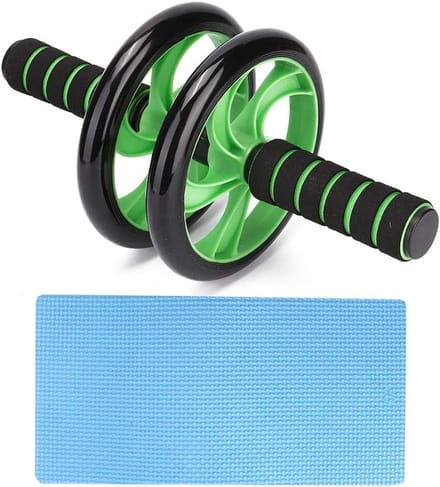 Buikwiel 3 Wielen - Buiktrainer Roller - Buikspier Training - Antislip Ontwerp - 400 Kg Max - Zwart