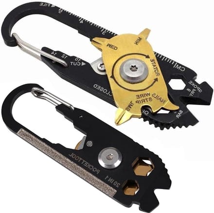 Multitool - Karabijnhaak tool - Voorbereid zijn - 20 functies - 1 stuk - Zilver