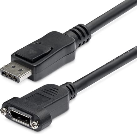 DisplayPort Panel Mount Cable - Video / audio cable - DisplayPort (M) - DisplayPort (F) - 3 ft - molded latched - black