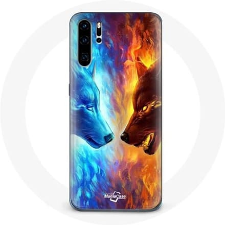 Coque pour Huawei P30 Loup de Glace et de feu