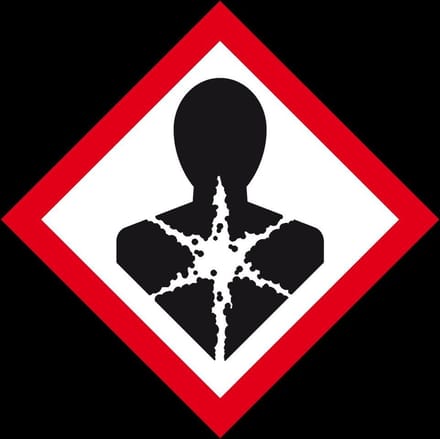 GHS08 gezondheidsgevaar sticker, vel, rood wit 26 x 26 mm - 21 per vel