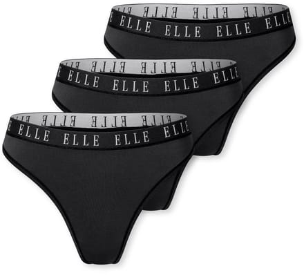 Elle 3-Pack dames tanga strings microfiber - L - Zwart