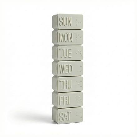My7days Medicijndoosje 7 Dagen met Braille – Weekpillendoos met Dagindeling – Pillendoos 1 Week – Groen/Grijs