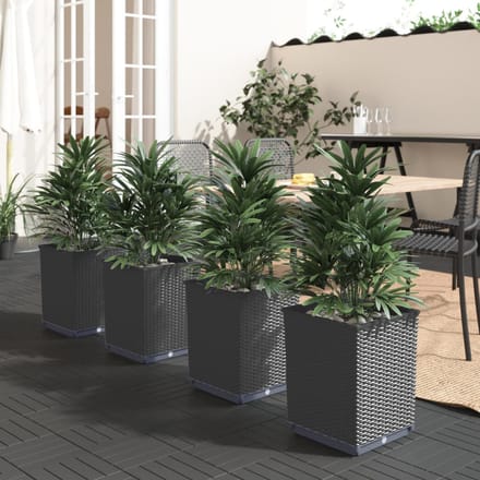 vidaXL - Plantenbakken - 4 - st - 30x30x37 - cm - polypropeen - zwart