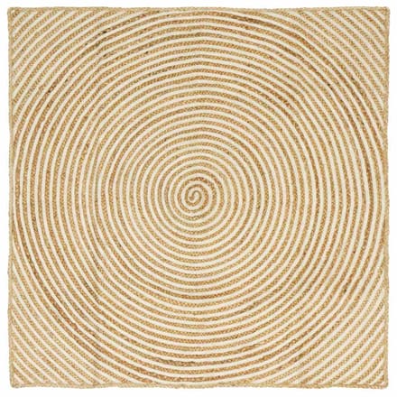 vidaXL - Gebied - Tapijt - Natuurlijk - en - Wit - 120 - x - 120 - cm - Jute