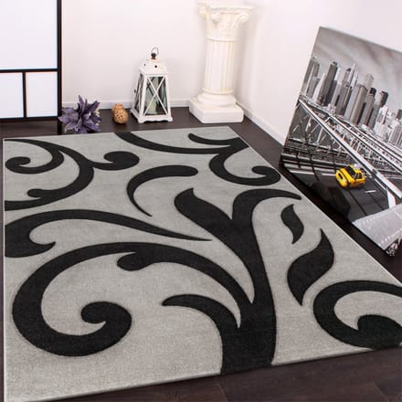Paco Home Designvloerkleed Met Contoursnede Modern Grijs Zwart 60x110 cm