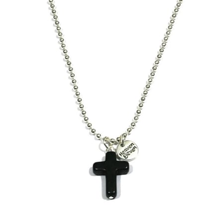 IbizaMen KIDS - Jongens - ketting - ballchain - RVS - zwart - kruis