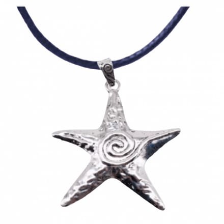 Zwart -koord -ketting - zeester-Charme Bijoux