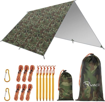 Waterdicht Tarp 3x3 m - Compacte Hangmat Tentzeil voor Outdoor Activiteiten