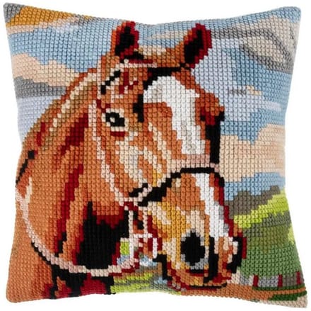 Borduurkussen Bruin paard