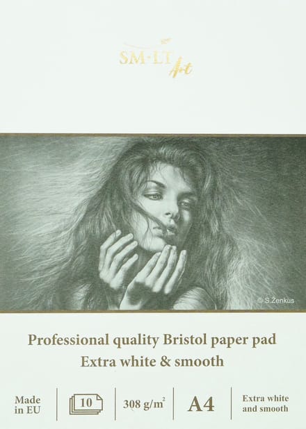 SMLT tekenblok Bristol A4 professioneel papier 308gr 10 vel FSC.