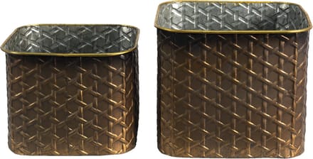 Clayre & Eef Bloempot Set van 2 Koperkleurig IJzer