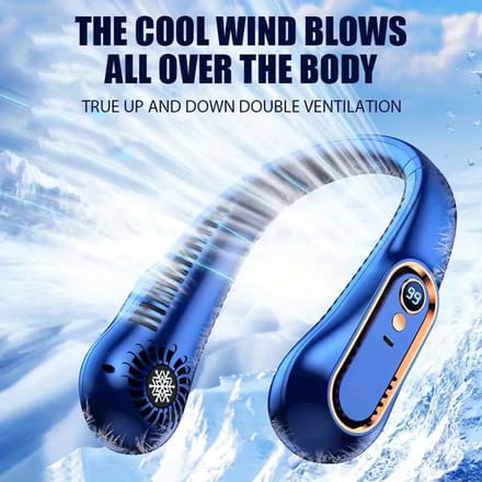 Nek Ventilator Blauw - Nek ventilator - 5 standen - Draadloos - Neck fan - Mini ventilator - Gezichtsventilator - Hals ventilator