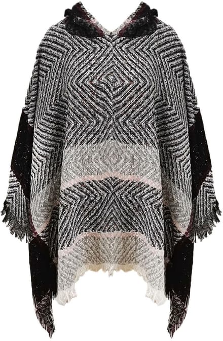 Allecto - Gebreide poncho - Dames poncho met capuchon - Warme poncho