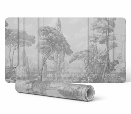 Elegante decoratieve bureauonderlegger met landschap en bomen, 90x45 cm