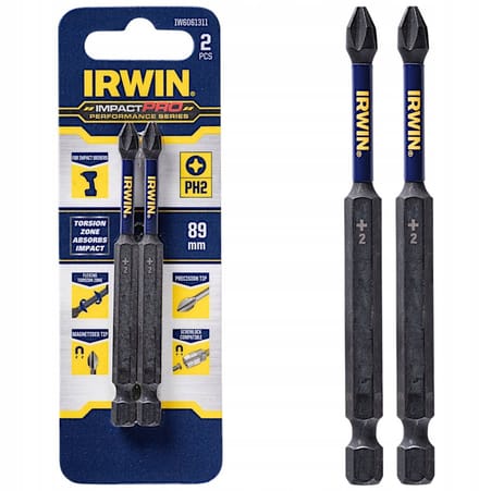 Irwin Impact Pro PH2 Bits 89mm 2 Stuks - Slagvast