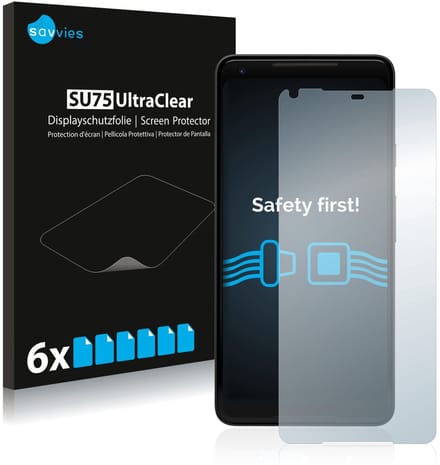 Savvies - Screenprotector voor Google Pixel 2 XL - Folie Beschermfolie transparant 6 Stuks