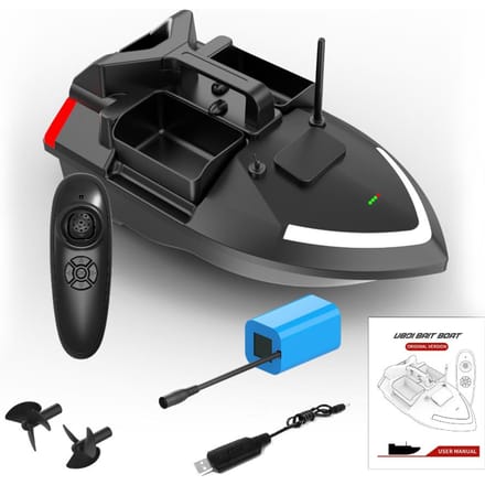 Visaasboot 500m Afstandsbediening Voerboot Dubbele motor Fishfinder 2KG Laadondersteuning 5200mAh-T zwart