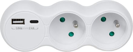 Maclean - stopcontact 2-voudige splitter, 2x USB A/C, type E, 2x16A, MCE339 E