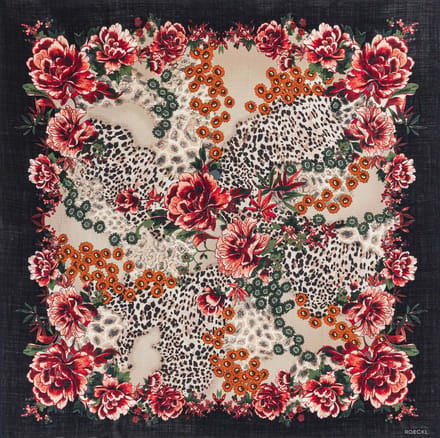 ROECKL sjaal Blooming Wilderness Scarf Black Multi kleurrijke