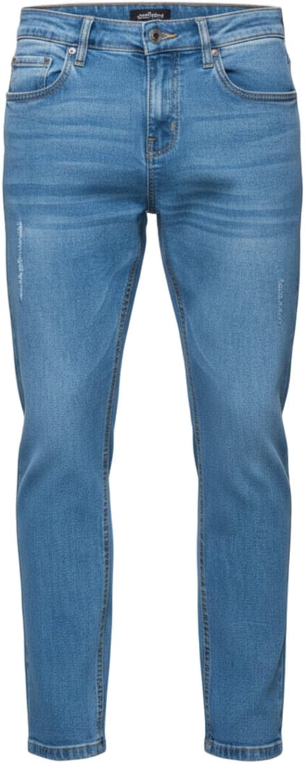 OMBRE Broek - Katoen - Knopen - Effen Licht Indigo S