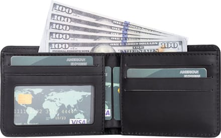 Pulledro echt leer Cardholder Pasjeshouder Portemonnee met venster - Antic Black