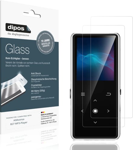 dipos – 2x Pantserfolie geschikt voor AiMoonsa B27 MP3-Player | 9H Screenprotector