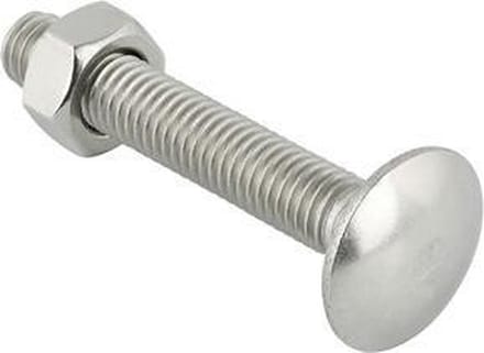 Slotbout met moer - rvs - M6 x 30 mm (4 stuks)