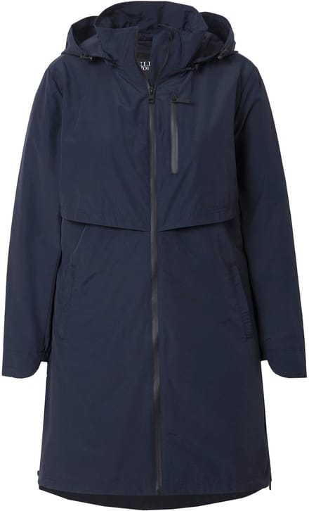 Ulla Popken - Dames - Parka zijsplitten met rits capuchon ritszakken - Marine - Maat 46+