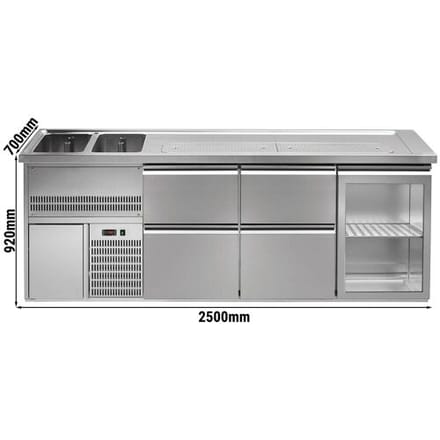 GGM Gastro Biertheke Premium PLUS - 2500x700mm - 1 Glastür & 4 Schubladen