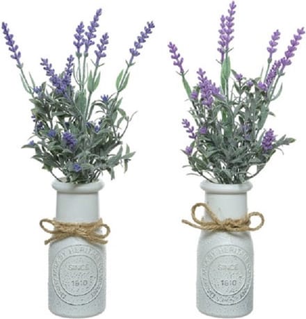 Decoris Kunstplanten Lavendel - in pot - 2x st - paars - 32 cm - Lavendula nepplanten