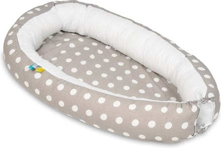 Baby nestje - grijs wit - stippen - met uitneembaar matras