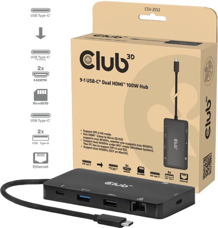 Club 3D - docking station - USB-C - HDMI - 1GbE