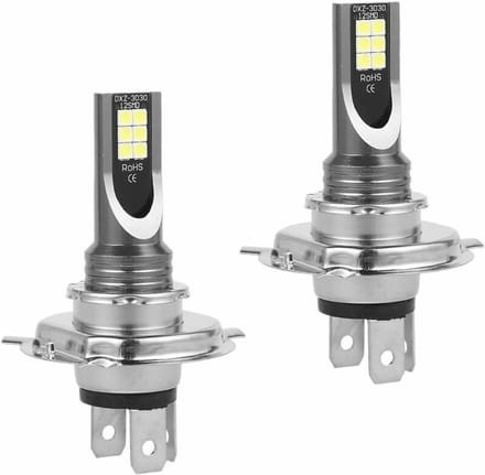 Oneay 2 Stuks - H4 LED-Lamp - Auto Verlichting Lamp - 2Pcs Direct Insteekbare Integrale Voorlamp H4 - Zilver - Aluminium - Plug & Play - Zonder Extra Decoder