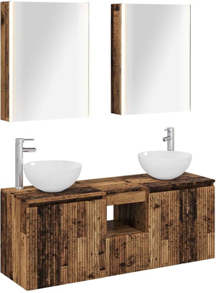 vidaXL - Badkamerkast - set - 5 - st - Oud - hout - Bewerkt - hout
