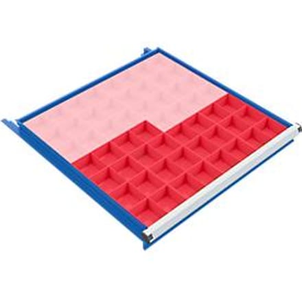 Interieurcombinatie voor Treston-ladekast 1330 mm breed, 56 vakken (28 sets van 2 vakken)