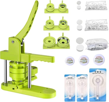 Buttonmachine 58 mm - Groen - 25 mm/32 mm/58 mm - ABS Kunststof Buttonmaker met Accessoires - Voor Doe-Het-Zelf Knoppen Maken