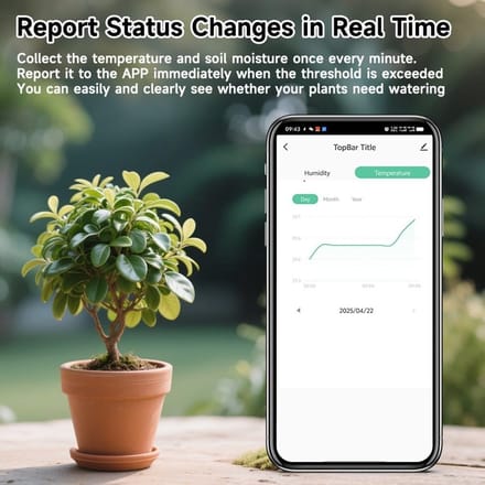 Bodemvocht- en Temperatuurmonitor voor Planten met Wifi en Externe Tuinsensor