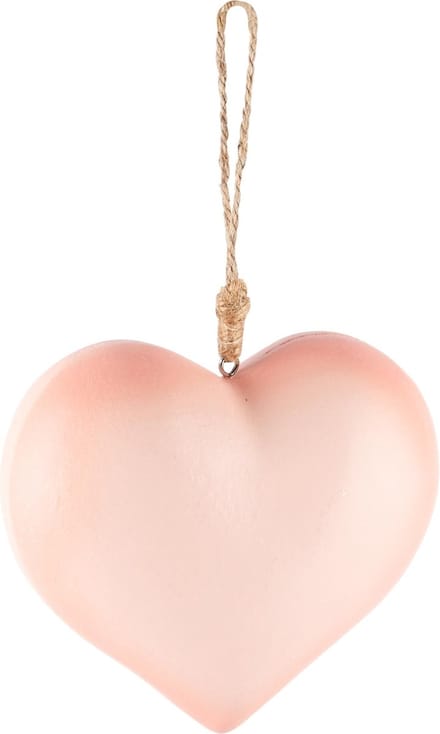 Dekoratief | Hanger hart, roze, hout, 13x6x11cm | A245693