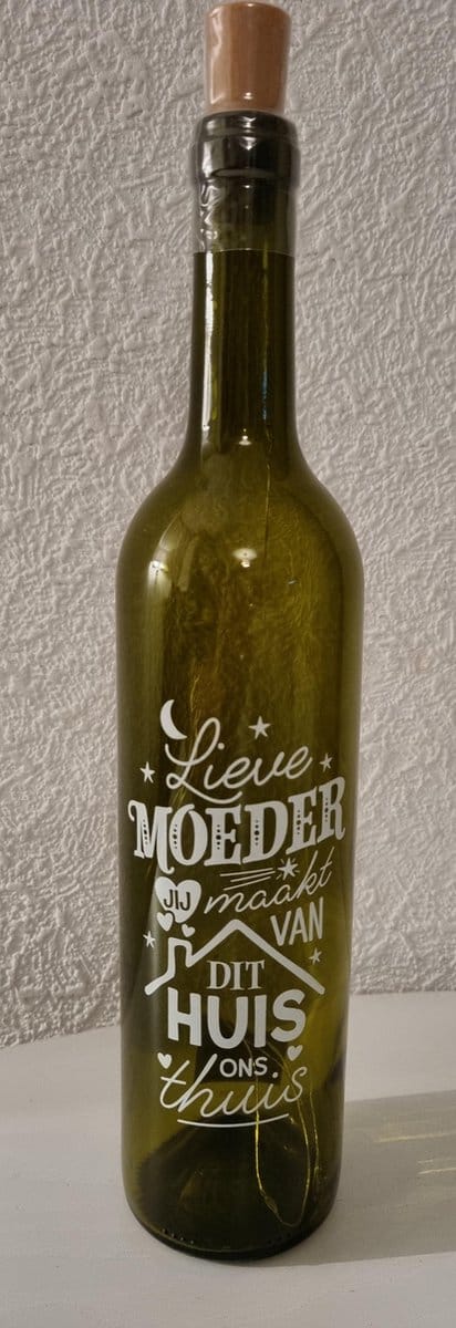 Wijnfles - Lieve moeder - Met licht