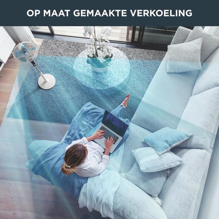 Stilstaande Ventilator - Statief Ventilator - Verkoeling Thuis - Krachtige Luchtstroom - 40 cm - Wit Blauw