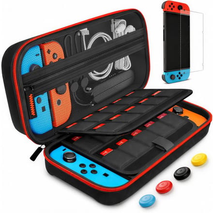 BOTC Case Geschikt voor Nintendo Switch - Hardcover Case - Beschermhoes - Opbergtas - Screenprotector - Zwart