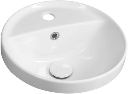 Sapho Wastafels - Wastafel, diameter 38 cm, met overloop, kraangat, wit TU0652
