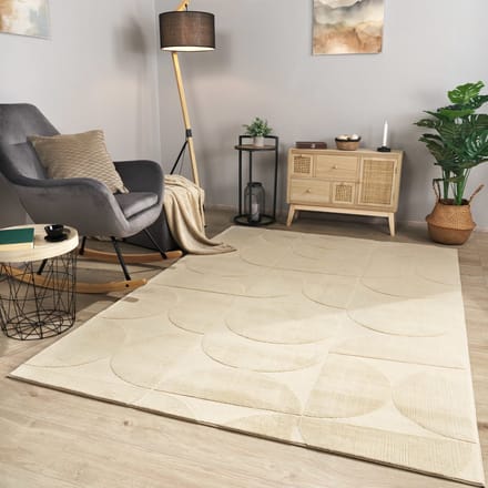 Woonkamertapijt eetkamer kortpolig geometrisch uiterlijk Skandi Boho effen kleuren 120 x 160 cm Rechthoek 120 x 160 cm Rechthoek beige